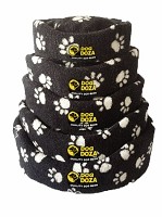 Oval Dog Bed Basket Sherpa Fleece Black with Paws Washable Pet Bed Various Sizes